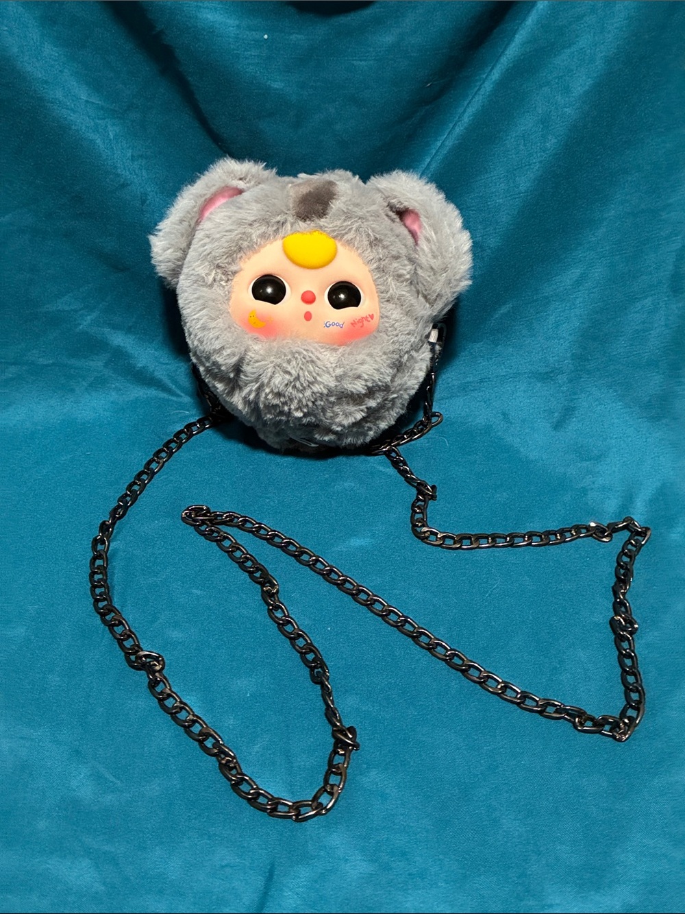 Baby Three Gray Plush Koala Bear Mini Crossbody Bag with Chain Strap